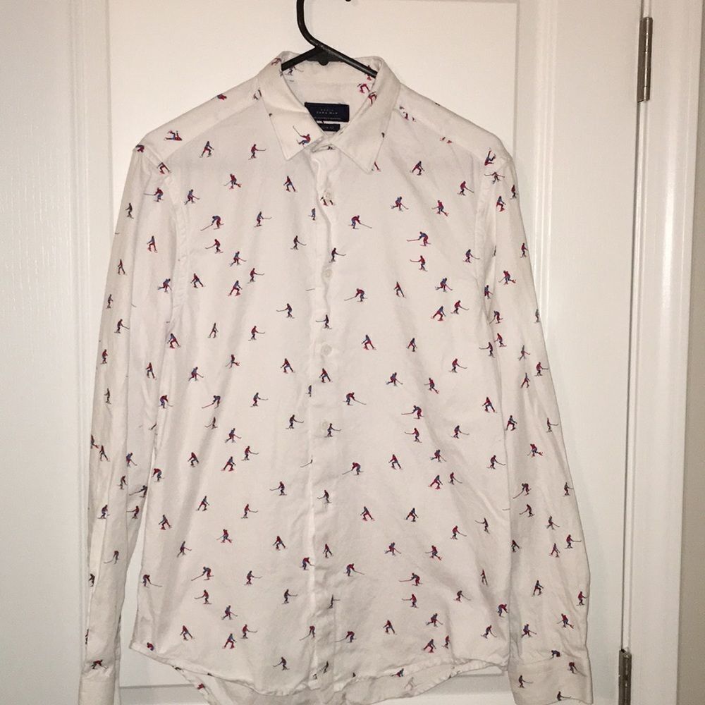 Zara Man Ice Hockey Players Mens slim fit shirt S